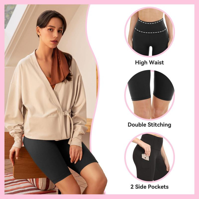 Showitty 3 Pack Biker Shorts Women with Pockets 11” Shorts
