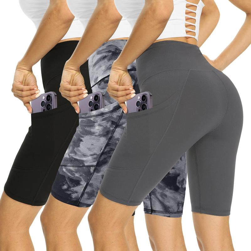 Showitty 3 Pack Biker Shorts Women with Pockets 11” Shorts