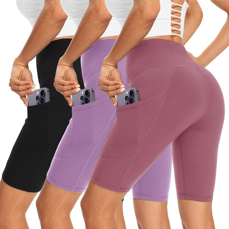 Showitty 3 Pack Biker Shorts Women with Pockets 11” Shorts