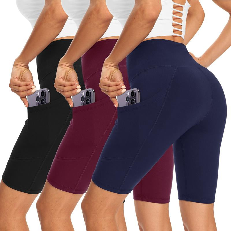 Showitty 3 Pack Biker Shorts Women with Pockets 11” Shorts