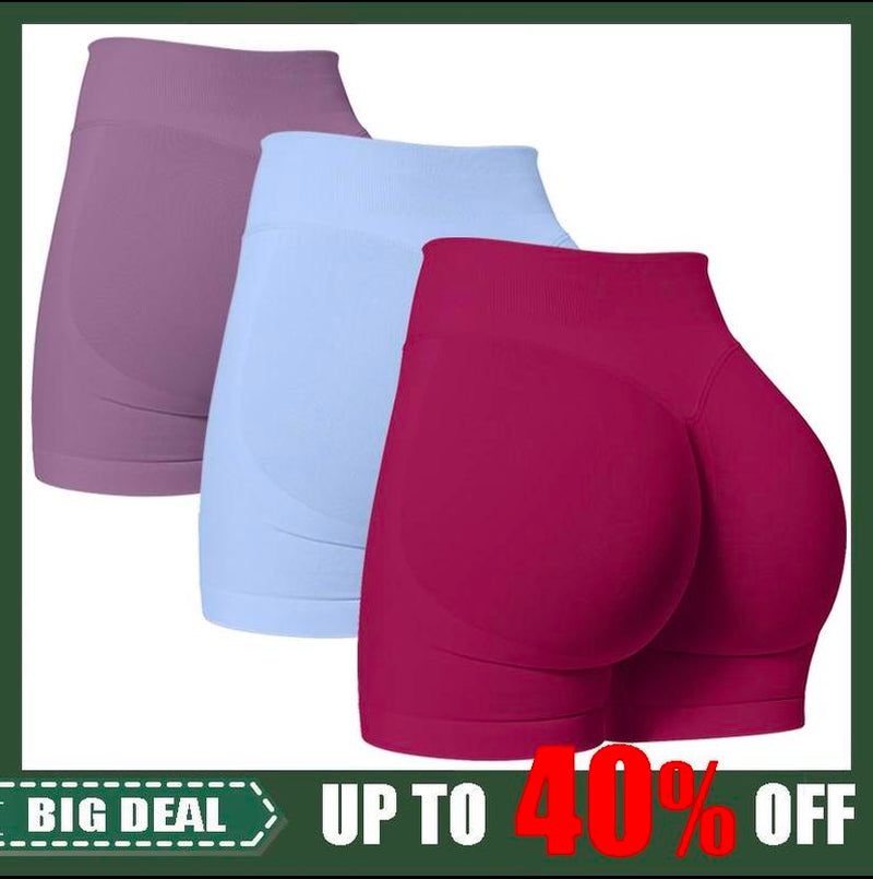 DENFY Impact Shorts Hip-Lifting Seamless Fitness Yoga Shorts Compression Impact Shorts Hidden Scrunch Butt Lifting Shorts
