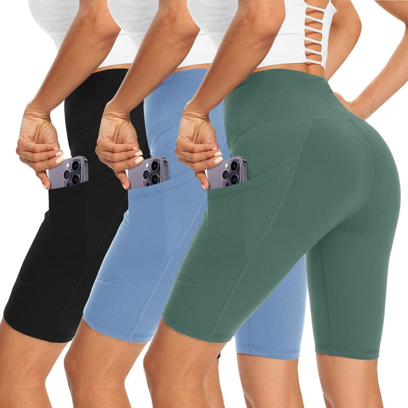 Showitty 3 Pack Biker Shorts Women with Pockets 11” Shorts
