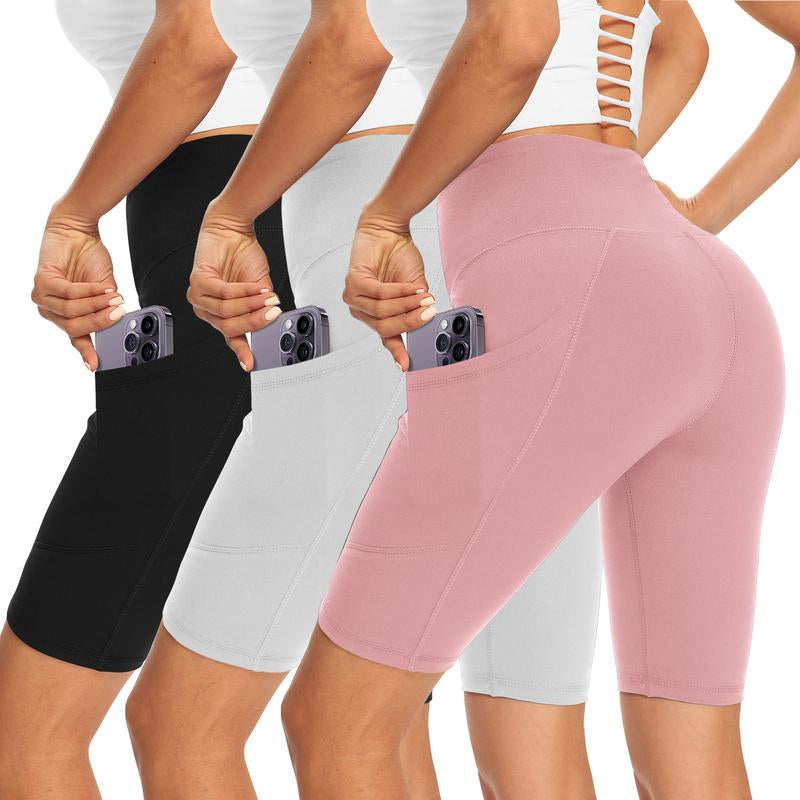 Showitty 3 Pack Biker Shorts Women with Pockets 11” Shorts