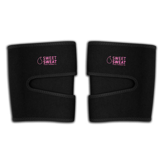 Sweet Sweat Thigh Trimmers for Men & Women by Sports Research | Increases Sweat & Activity to the Thighs during Exercise (Pink Logo, Medium)