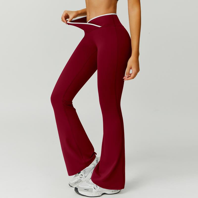 Timeoff Two-Piece Women'S Color Block U-Neck Piped Sleeveless Tank Top and Bell Bottom Pants, Perfect for Yoga, Fitness, Outdoor Sports, and Daily Wear.