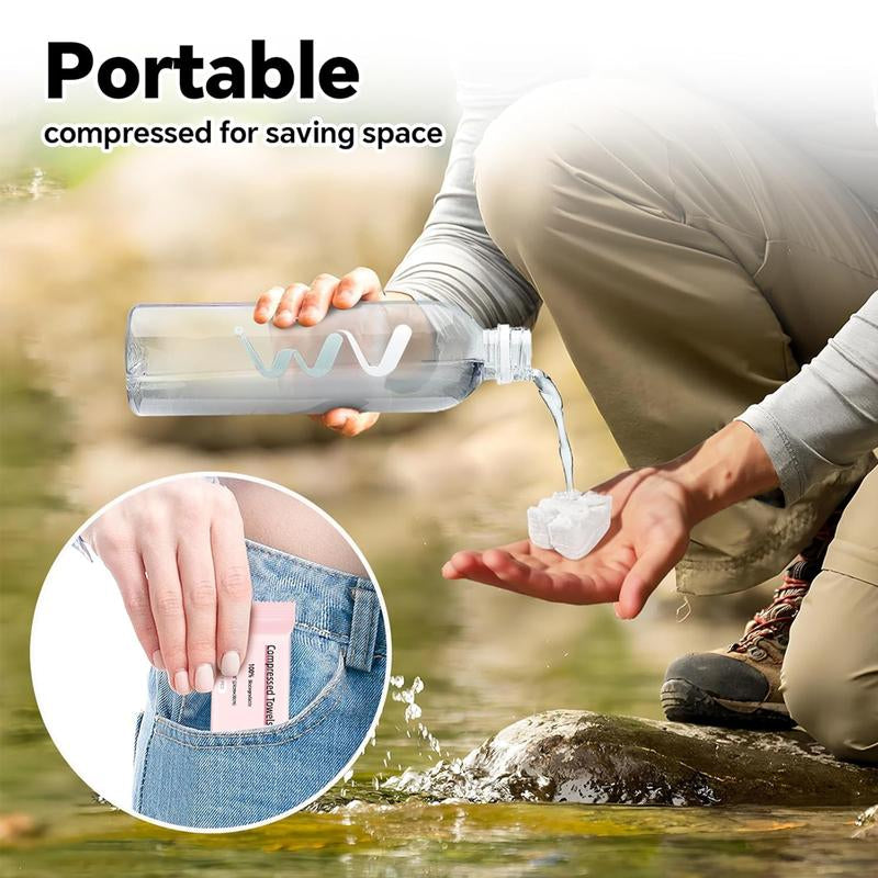 ICOTLE Compressed Towels Tablets, Disposable Face Towels for Travel Camping Hiking