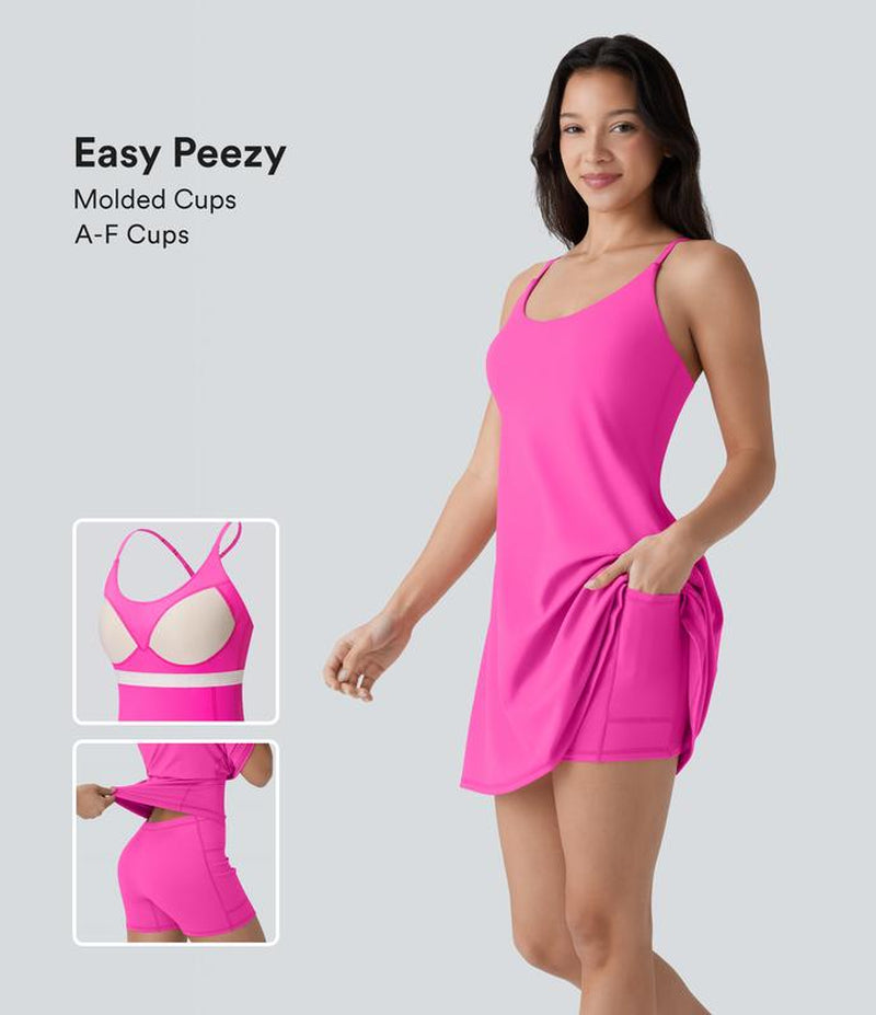 Halara Softlyzero Plush Molded Cups Adjustable Strap Backless Dance Active Dress-Easy Peezy Edition, Summer 2025 Outfits #Summervibes #Summertime