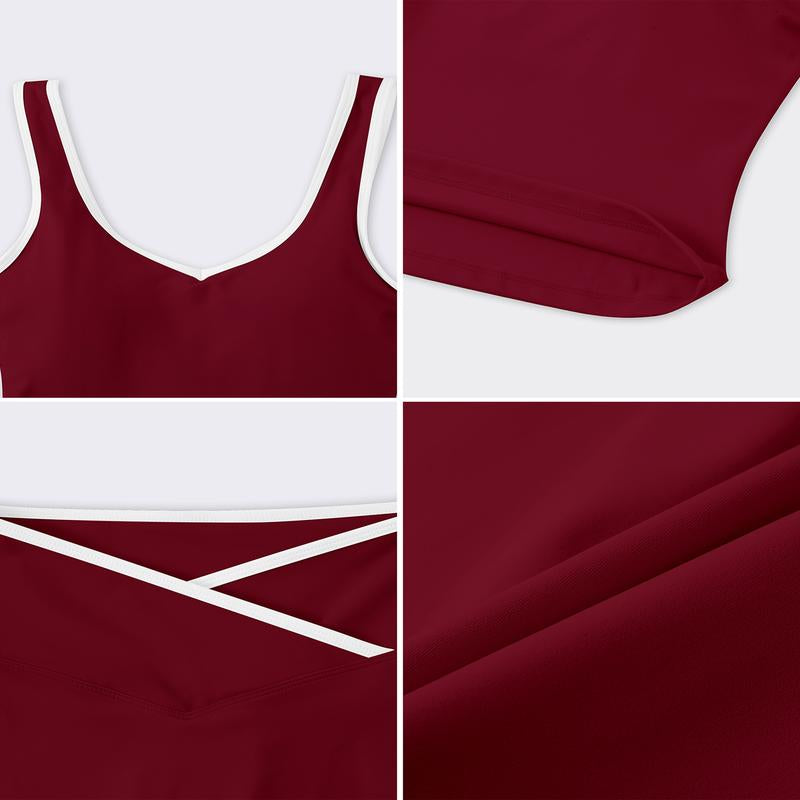 Timeoff Two-Piece Women'S Color Block U-Neck Piped Sleeveless Tank Top and Bell Bottom Pants, Perfect for Yoga, Fitness, Outdoor Sports, and Daily Wear.